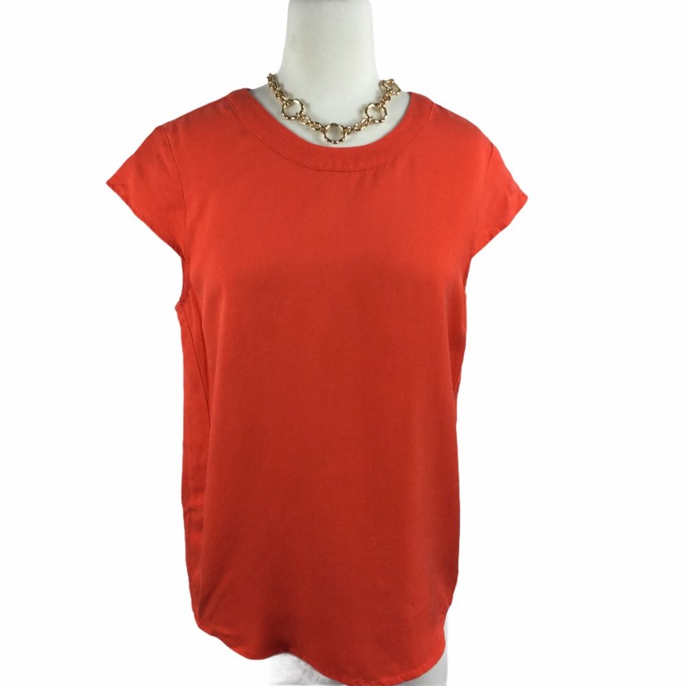 J. Crew Drapey Oxford‎ Crepe Orange Blouse, Size 0
